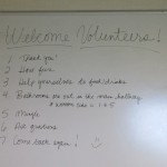 Our instructions and welcome note on the whiteboard.